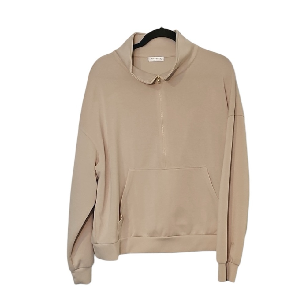 💚 Pinspark Cream Half-Zip Hoodie, Size 2XL